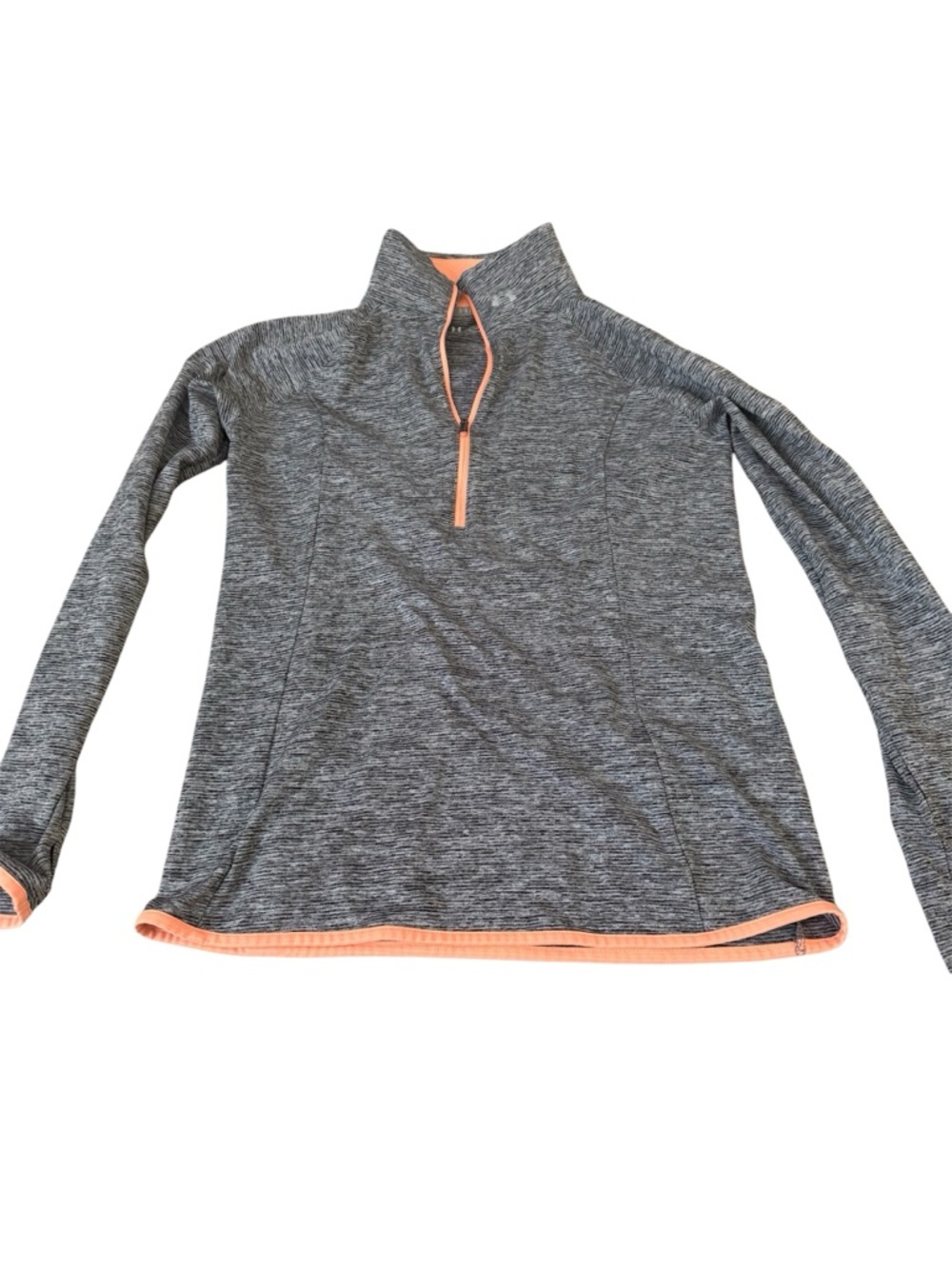 Under Armour Gray Heather Run Quarter-Zip with Coral Trim